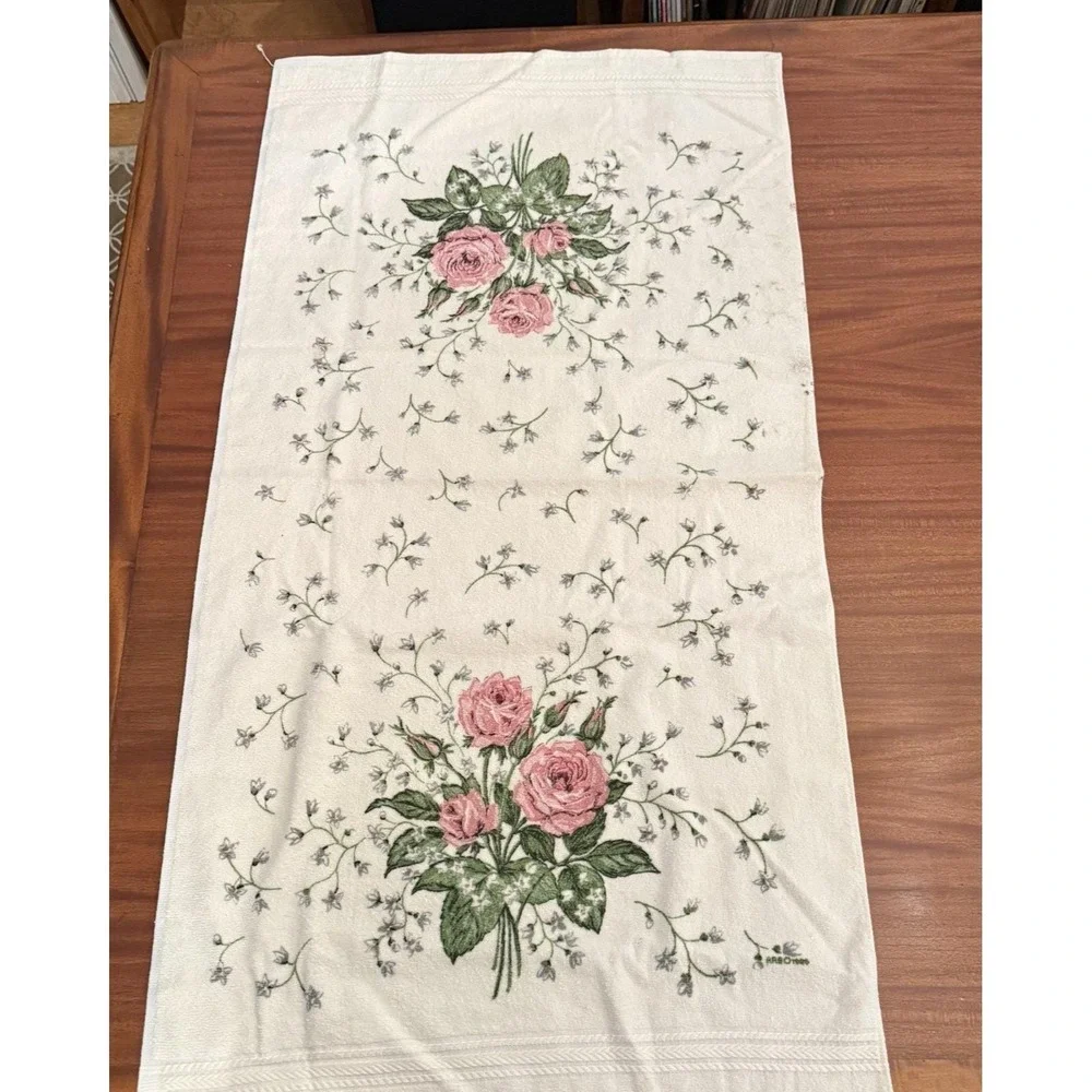 R.A. Briggs Vintage Rose Towel Set – 3 Pc Bath Hand Washcloth – 1987 USA NOS
